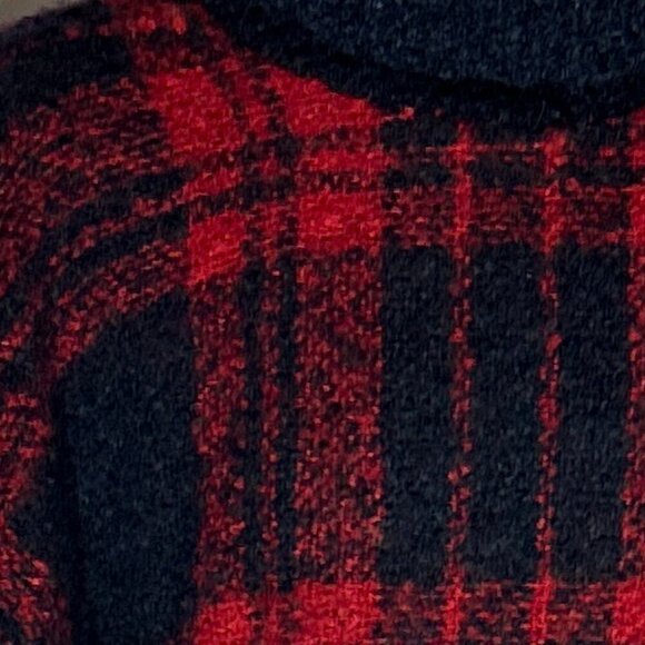Plaid Poncho Turtleneck Navy & Red OSFA Comfy Parisian Academia Old Money - Picture 4 of 4